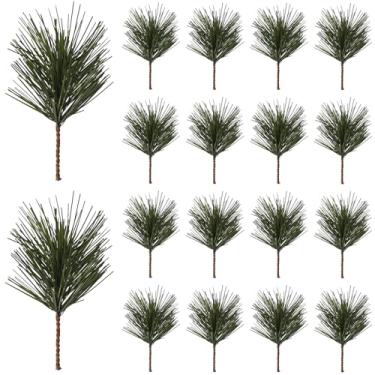 Imagem de NSBELL 21 peças de agulhas artificiais de pinheiro verde, ramos, pequenos galhos, palitos de vegetação falsa para guirlanda de Natal, enfeite de guirlanda e decoração de jardim de férias em casa