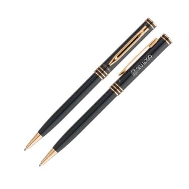 Imagem de Caneta Crown Personalizada Esferográfica Veneto Gravação Nome Logo Oferta Original (Preto)