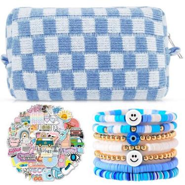 Imagem de Conjunto de bolsas de maquiagem Giesiery Checkered com pulseiras e ade