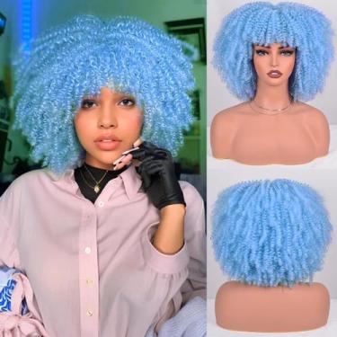 Imagem de Peruca Vitorish Short Kinky Curly 30cm Azul Claro Sintética