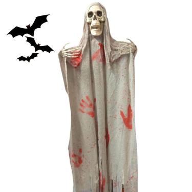 Imagem de Caveira Esqueleto Grande Halloween Fantasma Dia das Bruxas Festa Tematica Som Grito Casa Assombrada Horripilante