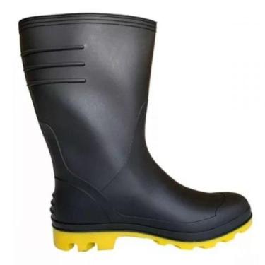 Imagem de Bota De Pvc Forrada Borracha Impermeável Motoboy Chuva Moto - Preta/Am