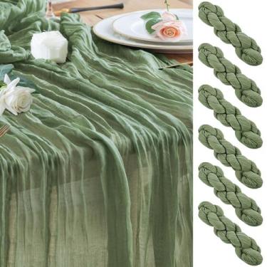 Imagem de Corredor de mesa Wokceer Cheesecloth, pacote com 6, 89x305cm Sage