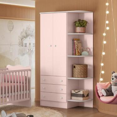 Imagem de Guarda-Roupa Infantil 2 Portas Doce Sonho Rosa Acetinado - Qmovi
