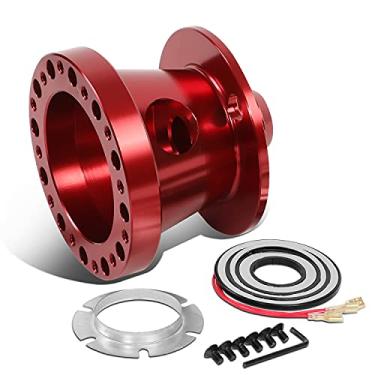 Imagem de DNA Motoring HUB-ZTL-9061-RD Kit adaptador de cubo de volante padrão de alumínio vermelho com 6 parafusos compatível com 84-04 Mustang/84-86 Ranger Thunderbird