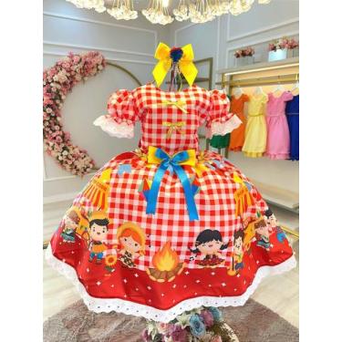 Imagem de Fantasia Infantil Junina Xadrez Vermelho para Festa de São João - Fabu