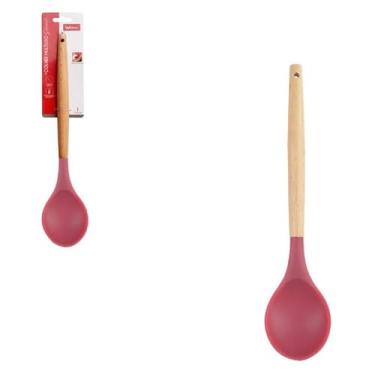 Imagem de COLHER SILICONE CABO MADEIRA MADIE KITCHEN VERMELHO SCARLET 31CM