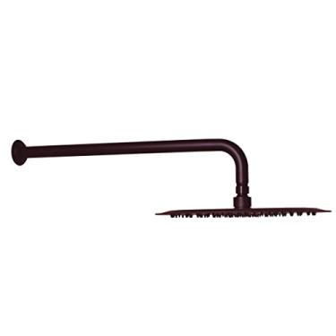 Imagem de Westbrass Chuveiro de chuva COSHS1203-12 de 30,48 cm quadrado fino de alta pressão com 1/2" x 19" IPS suporte de parede braço e flange de chuva de 90 graus, bronze polido a óleo