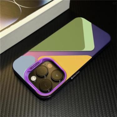 Imagem de MVVKKY Capa de celular com galvanoplastia combinando com as cores verde, amarelo e azul para iPhone 15 Pro (para iPhone 15 Pro/A9)