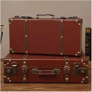 Imagem de Mala Retrô, Mala De Papelão Caixa De Armazenamento De Viagem Caixas De Armazenamento Decorativas Mala Para Decoração, Armazenamento E Muito Mais, Brown, 48x14x29cm