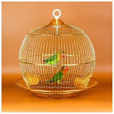 Imagem de Gaiola de pássaro redonda de metal para gaiola de pássaro montada na parede moldura de gaiola de pássaro moderna adequada para periquitos, canários, barbatanas, pássaros do amor, papagaios, papagaios