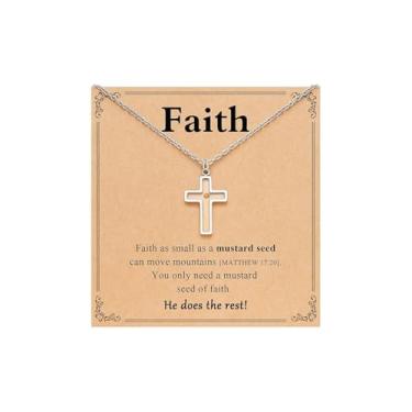 Imagem de Colar de semente de mostarda da montanha de prata para mulheres, pingente longo e delicado, prata, ouro, simples, declaração de fé cristã, joia presente, Large, Sem Pedra Preciosa