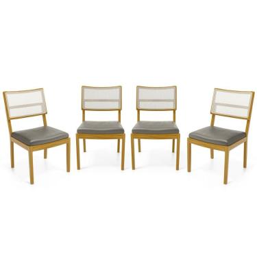 Imagem de Kit Com 4 Cadeiras Milena Madeira Maciça Assentos Estofados Encostos De Tela Sintética