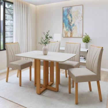 Imagem de Conjunto Sala de Jantar 4 Lugares Retangular Tampo MDF Mesa Bold com C