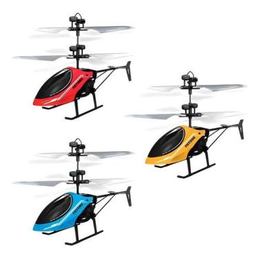 Imagem de Helicóptero Drone Com Sensor De Voo Luz Recarregável Sortido - Dm Toys
