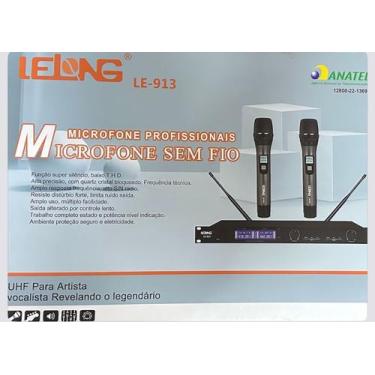 Imagem de Microfone lelong sem fio Uhf Digital Multifrequencia Duplo Uhf Le-913 