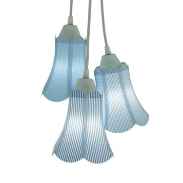 Imagem de Lustre Pendente Luminária Modelo Paris Tons De Azul e Branco Bivolt