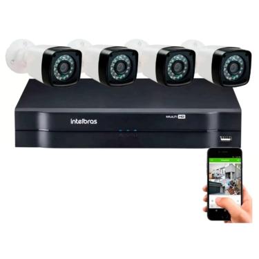 Imagem de Kit 4 Cameras Segurana 720p Full Hd Dvr Intelbras 4ch S/hd
