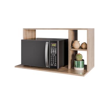 Imagem de Suporte Microondas com 2 Nichos em MDP Suspenso Zain 80cm Freijó M12 - D'Rossi