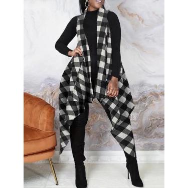 Imagem de Camisa Xadrez Listrada Plus Size Feminina (XL-5XL) - Estilo Streetwear