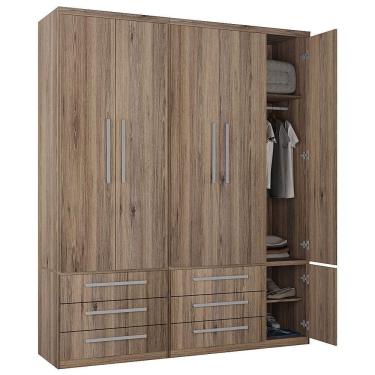 Imagem de Guarda-roupa 5 Portas 6 Gavetas Modular 1310 Ilan Castanho
