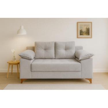 Imagem de Sofá Ibiza 2 Lugares Aconchegante com Tecido Aveludado Premium Sala de Estar Casa Imperial Prata 206
