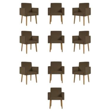 Imagem de Kit 10 Cadeiras Poltronas Decorativa - Escritório - Recepção Cor:marrom