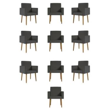 Imagem de Kit 10 Poltronas Nina Decorativa Para Recepção Courino Cor:courino Cinza