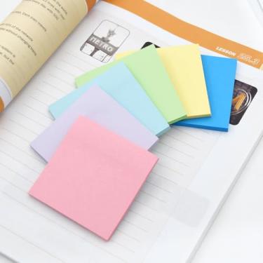 Imagem de 6 notas adesivas 7,6 x 7,6 cm, almofadas autoadesivas de cores claras, fáceis de colocar para casa, escritório, caderno, total de 300 folhas