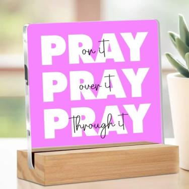 Imagem de Decoração inspiradora roxa, placa decorativa de versículo da Bíblia, presentes cristãos para mulheres, placa de acrílico transparente para sala de casa, dormitório, escritório, acessórios de decoração