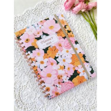 Imagem de Agenda 2026 jan-2026 Dec 70 páginas floral acadêmica, livro de planejamento semanal e mensal de capa dura, A5 (15 x 20 cm), caderno de calendário diário, organizador de faculdade para professores