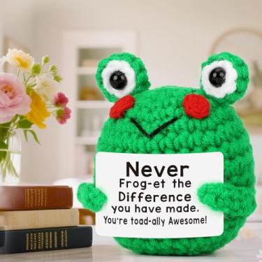 Imagem de Thank You Teacher Appreciation Gifts for Coworker Employee, Teacher Christmas End of Year, Retirement Leaving Farewell Going Away Gift for Boss, Mentor, Nurse - Cute Handmade Positive Crochet Frog