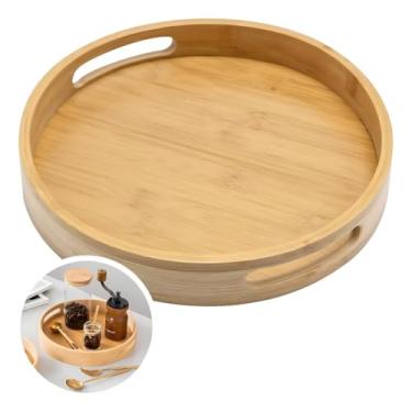 Imagem de Bandeja Redonda Decorativa de Bambu – Bandeja Natural, Elegante e Sustentável para Servir, Organizar e Decorar Ambientes 35CM