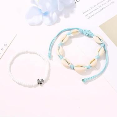 Imagem de 2 peças de conjuntos de pulseiras trançadas e elásticas, pulseiras com liga de tartaruga marinha de cor mista para joias, artesanato faça você mesmo