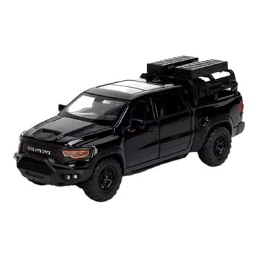 Imagem de Mammoth 1000 Carro de Brinquedo RAM, Modelo Pickup em Liga Metálica, Amarelo/Preto, Escala 1:32, com Luzes, Som do Motor e Portas que Abrem, 17.5x7.2x6.5cm (preto)