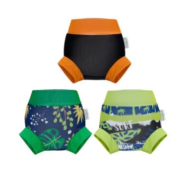Imagem de Babygoal Fraldas de natação reutilizáveis para bebês, pacote com 3, ajustáveis, laváveis, impermeáveis para recém-nascidos a meninos e meninas de 3 anos, 3YKS03-6-12M-B