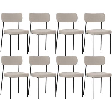 Imagem de Kit 08 Cadeiras Estofadas Para Sala De Jantar Melina L02 Cru