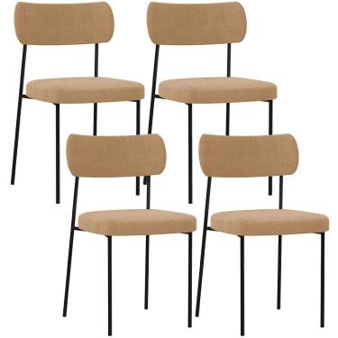Imagem de Kit 04 Cadeiras Decorativa Para Sala De Jantar Melina L02 Bouclê Mostarda - Lyam Decor