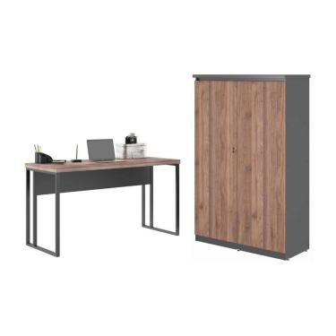 Imagem de Escrivaninha 1.2 Com Armário Dubai Noce Preto