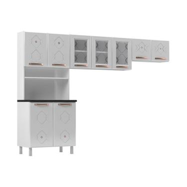 Imagem de Armário De Cozinha Aço 3 Peças Com Vidros Multimóveis