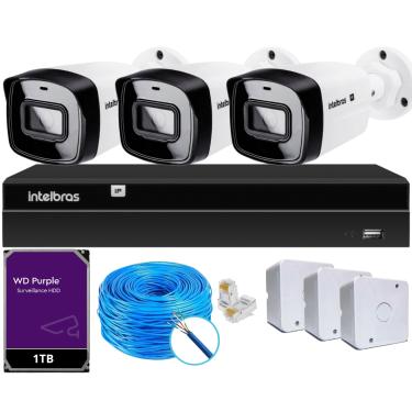 Imagem de Kit 3 Câmeras IP Vipc Intelbras NVD 1404P HD 1TB Purple
