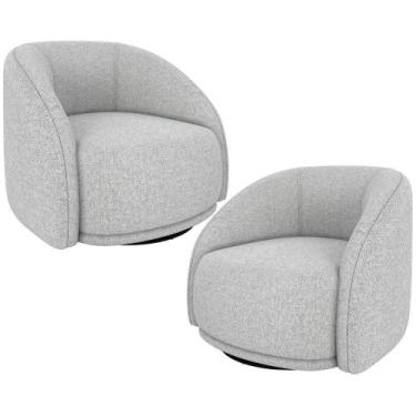 Imagem de Kit 02 Poltronas Decorativa Giratória Angelina M03 Linho Cinza Claro -