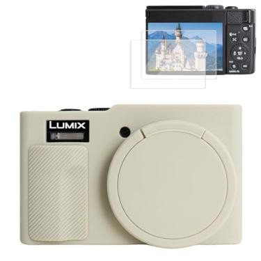 Imagem de Rieibi Capa de silicone para câmera Panasonic Lumix ZS99/TZ99, acessórios para Panasonic Lumix DC-ZS99/TZ99 capa com 2 peças protetoras de tela, capa de lente destacável, branco