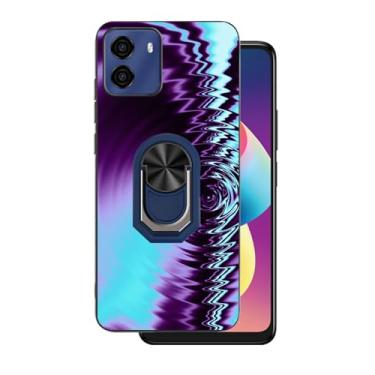 Imagem de DAMONDY Capa para Blu G35 com suporte, design de onda 3D, capa de telefone com suporte de anel fofo para homens e meninos, capa completa de TPU macio à prova de choque para Blu G35 - roxo