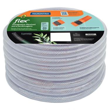 Imagem de Mangueira Flex Tramontina Em Pvc Transparente 3 Camadas 10m Com Engate Rosqueado E Esguicho