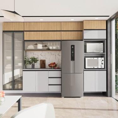 Imagem de Cozinha Modulada 10 Peças 7 Aéreos 1 Balcão 1 Torre 1 Cristaleira Nara Cabecasa Madeiramadeira Avena-cinza Claro