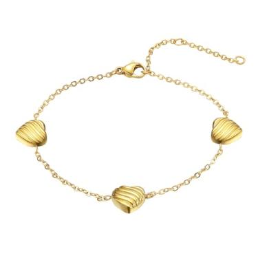 Imagem de Pulseira de trevo de ouro para mulheres - Pulseira feminina banhada a ouro 14K com quatro folhas da sorte - Pulseira de corrente de elos fofos não manchada de aço inoxidável - Pulseira com pingente de
