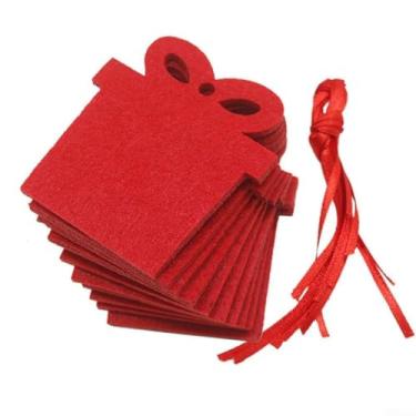 Imagem de Conjunto de 20 peças de enfeites para pendurar árvore de Natal de feltro, material leve e macio com laços, para decorar árvores de Natal, lareira, paredes, escadas, cor vermelha