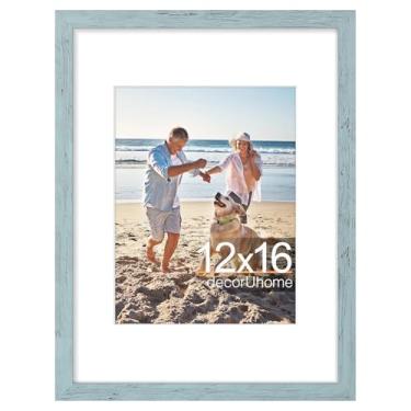 Imagem de decorUhome Moldura para fotos de 30 x 40 cm, certificado de 21 x 28 cm com tapete ou pôster de 30 x 40 cm sem tapete, moldura para fotos para montagem na parede, azul rústico, 1 pacote