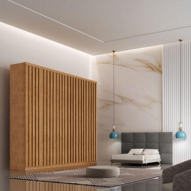 Imagem de Guarda-roupa Casal Cairo Ripado 6 Portas 2 Gavetas Rufato Naturale